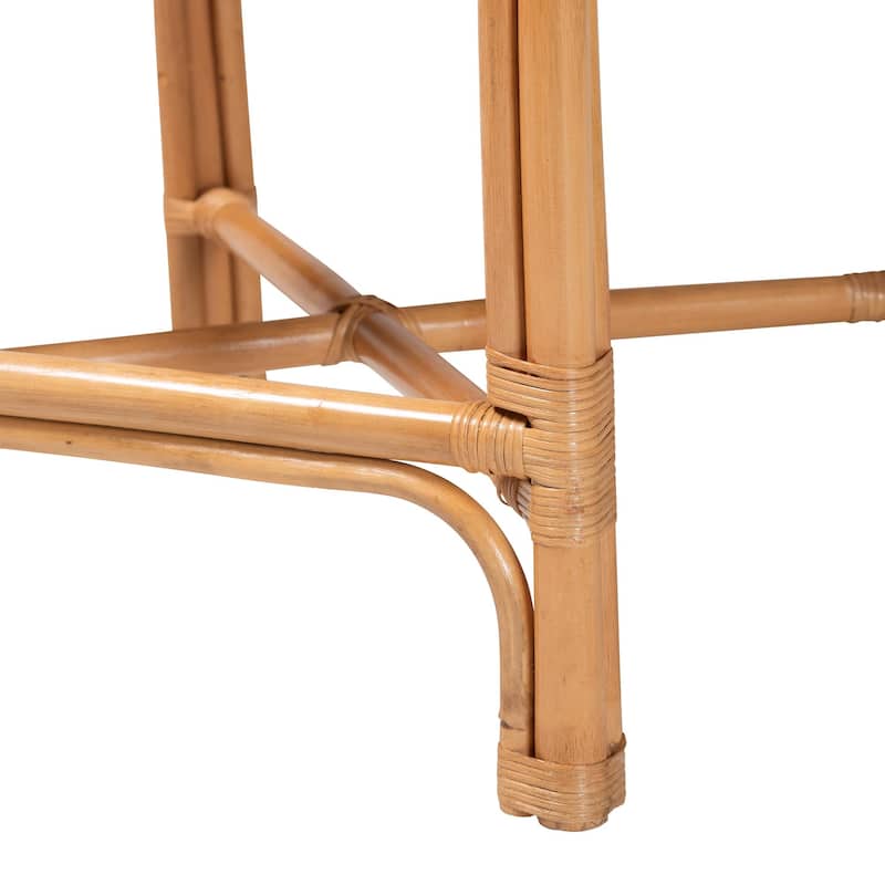 Oxford Round Back Rattan Counter Stool - Handwoven Cane Counter Height Chair, Natural Wicker Coastal Kitchen Island Seating