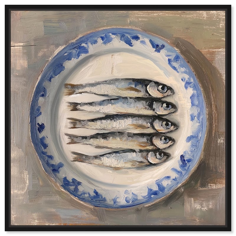 Sardines Still Life Canvas by Art Remedy - Black - 16" x 16"