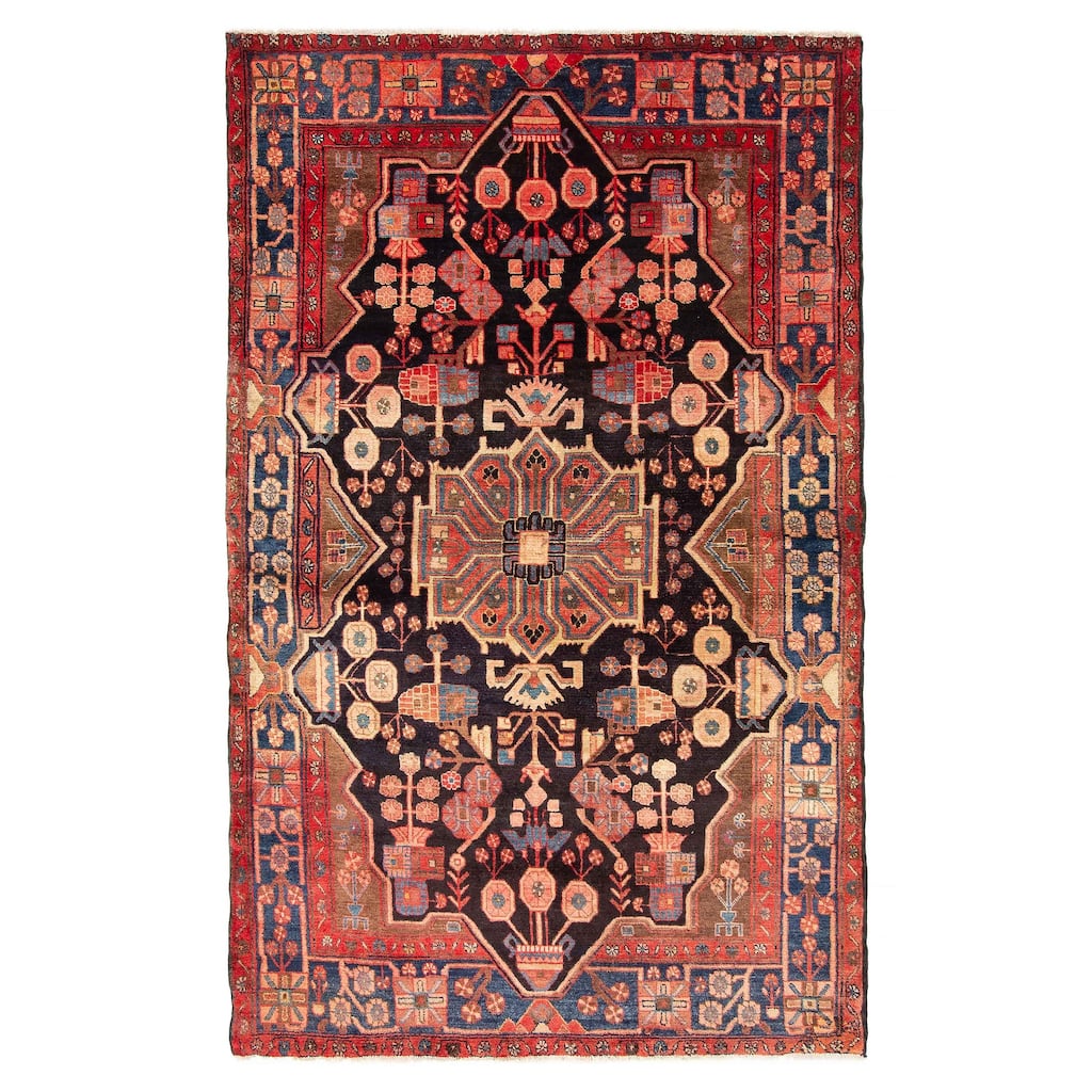 ECARPETGALLERY Hand-knotted Anatolian Vintage Black Wool Rug - 4'10 x 7'9