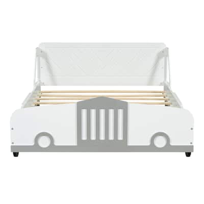 Car-Shaped Platform Bed with Wheels, Bed Suitable for Children