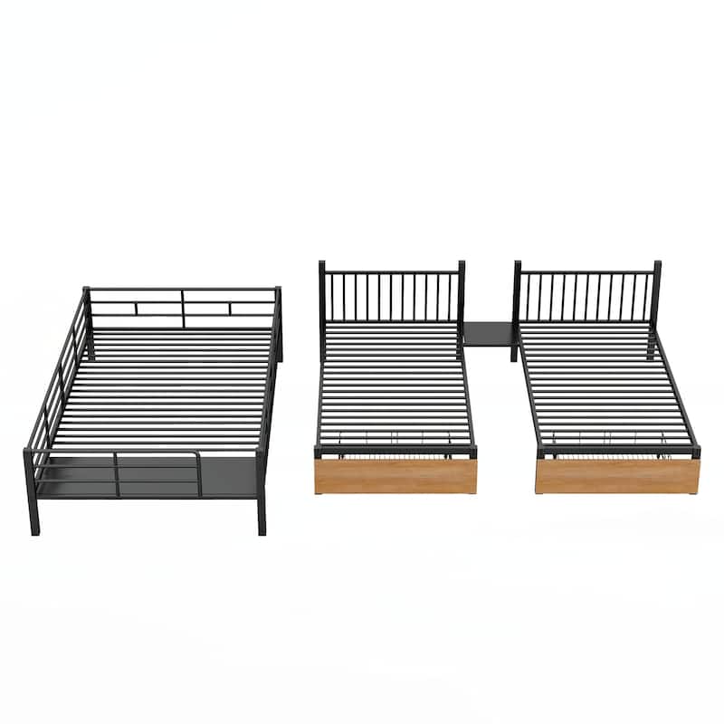 Full over Twin-Twin Triple bunk bed with drawers, Black