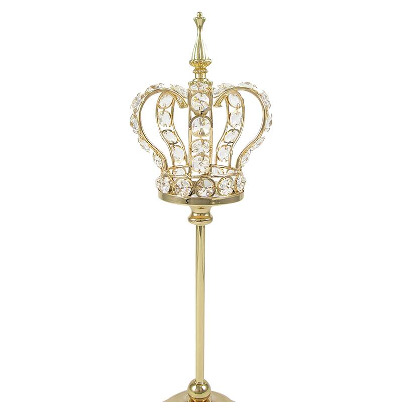 Crystal Bead Crown Decor Centerpiece Accent Piece Tabletop with Mirror Stand