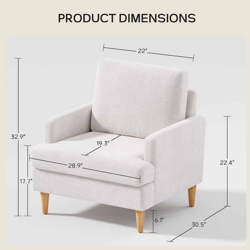 set of 1 Accent Chair for Bedroom Living Room with Wood Legs