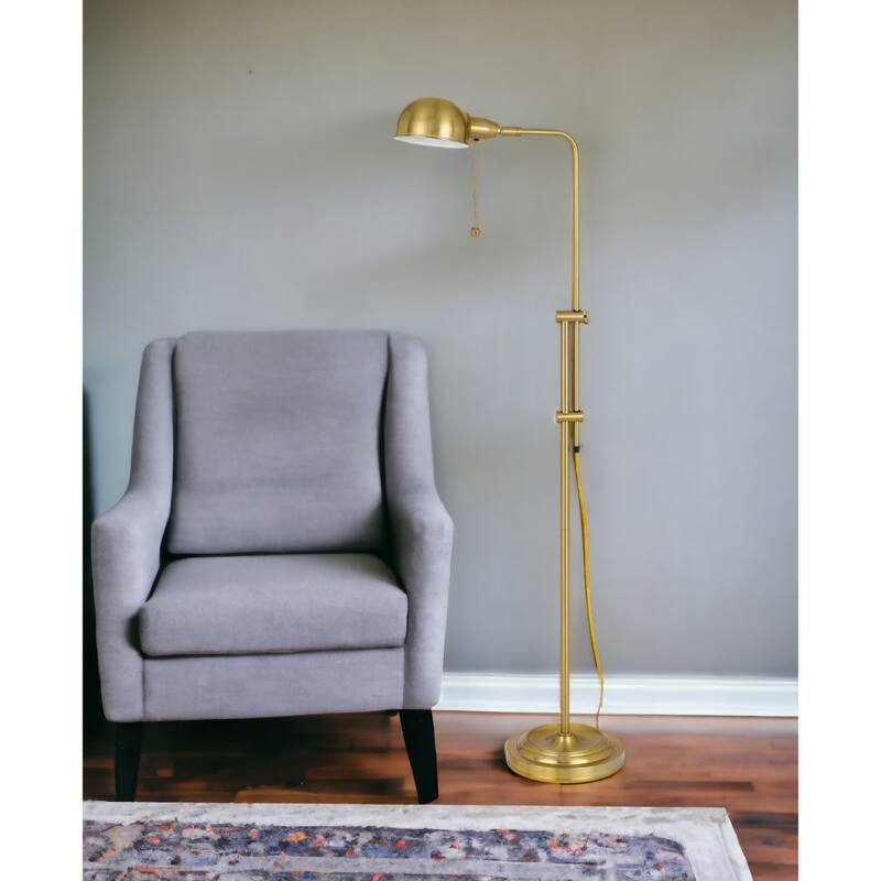 Adjustable Floor Lamp with Dome Shade and Pull Chain Switch