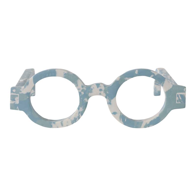 Stone Decorative Object Unique Eyewear Shape with Sculptural Design - 9" x 8" x 3"