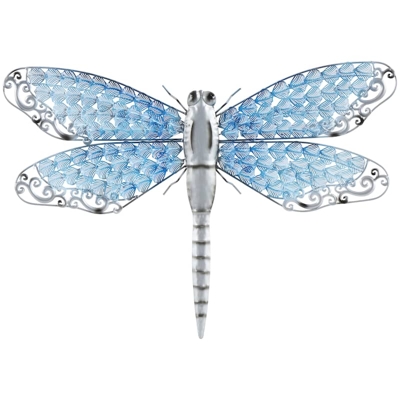 Metal Dragonfly Indoor Outdoor Home Wall Decor - Blue - Roche River Decor - Blue