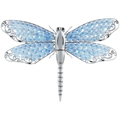 Metal Dragonfly Indoor Outdoor Home Wall Decor - Blue - Roche River Decor