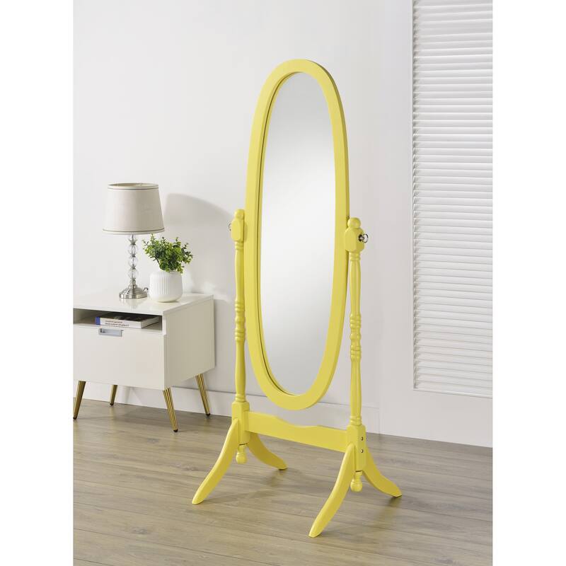 Roundhill Furniture Copper Grove Monks Hood Traditional Wooden Floor Cheval Mirror - Yellow