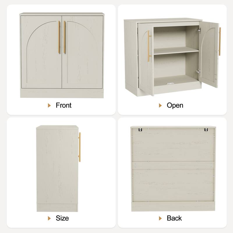 Arched Two-Door Cabinet Curio Display Cabinet with Gold Handles