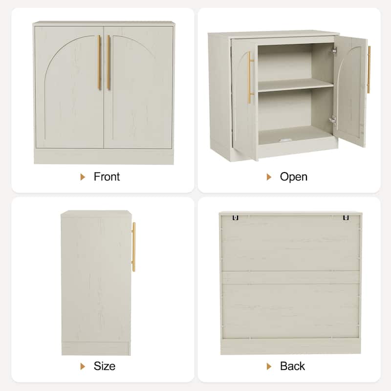 Set of 2 Arched Two-Door Cabinets Sideboard Buffet Set with Storage