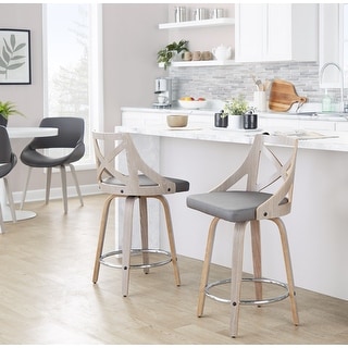 The Gray Barn Charlotte 24" Fixed-Height Counter Stool with Bent Wood Legs (Set of 2)