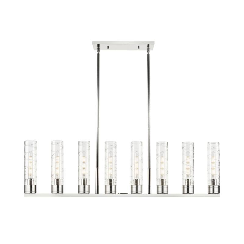Innovations Lighting Downtown Urban - Boreas - 6 Light 48" Stem Hung Island Light with 11" Shades - Deco Swirl/Polished Nickel