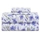 preview thumbnail 1 of 29, 300 Thread Count Cotton Sateen Weave Printed Sheet Set Full - Indigo Floral