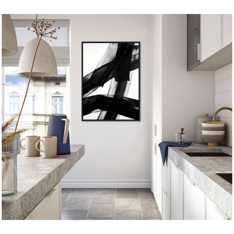 Kate and Laurel Black Mark No. 3 by Amy Lighthall Framed Canvas Wall Art Print
