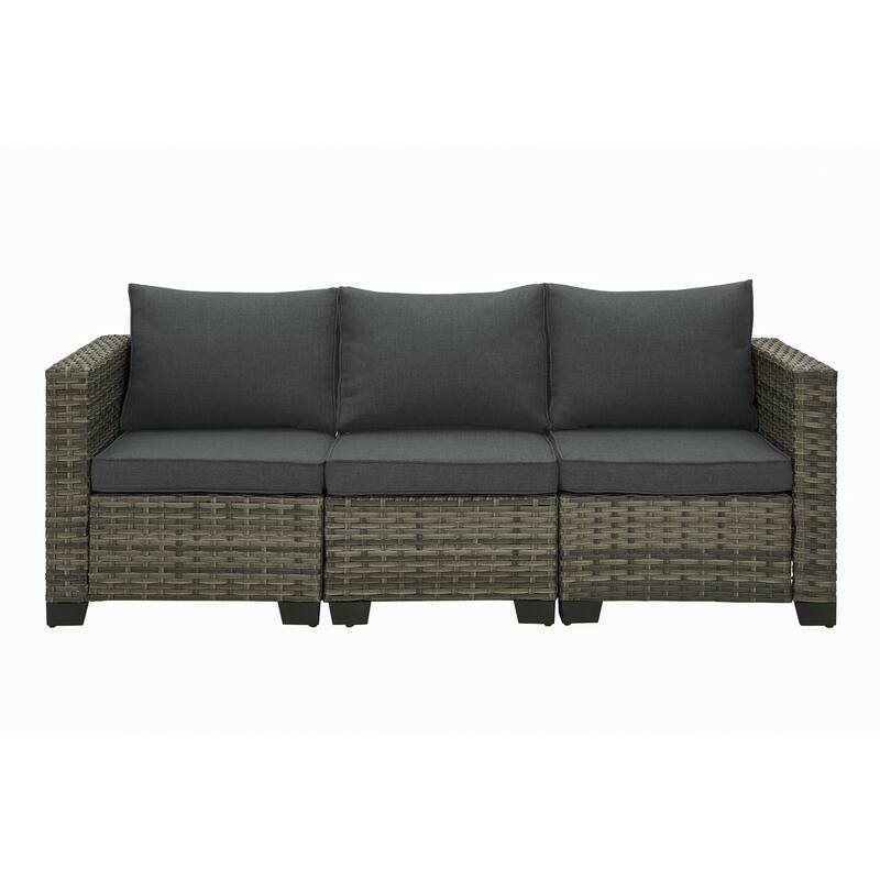 6-Piece Outdoor Wicker Sectional Sofa Set With Cushions And Coffee Table