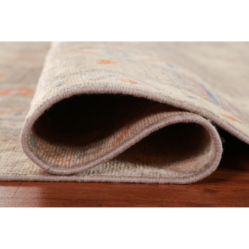 Hand Knotted Oriental 100% Wool Carpet Transitional All-Over Greys & Charcoal Oushak Area Rug - 8' 11'' X 5' 10''