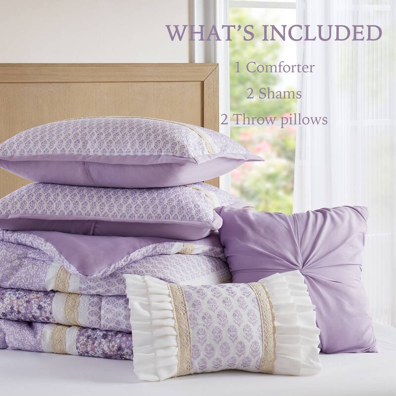 Madison Park Evian 5 Piece Seersucker Comforter Set with Throw Pillows