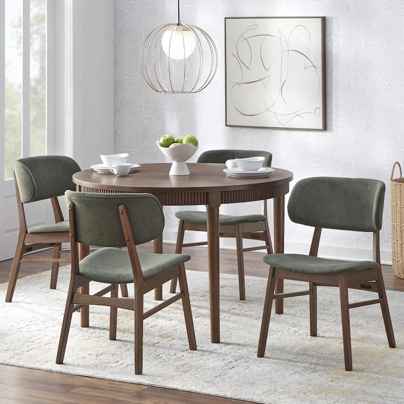 Lifestorey Astoria Dining Set - Walnut/Green