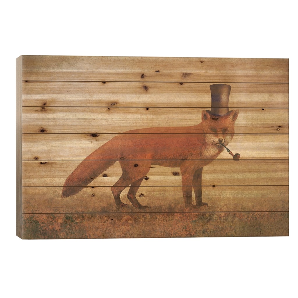 Crazy Like A Fox Print On Wood by Terry Fan - Multi-Color