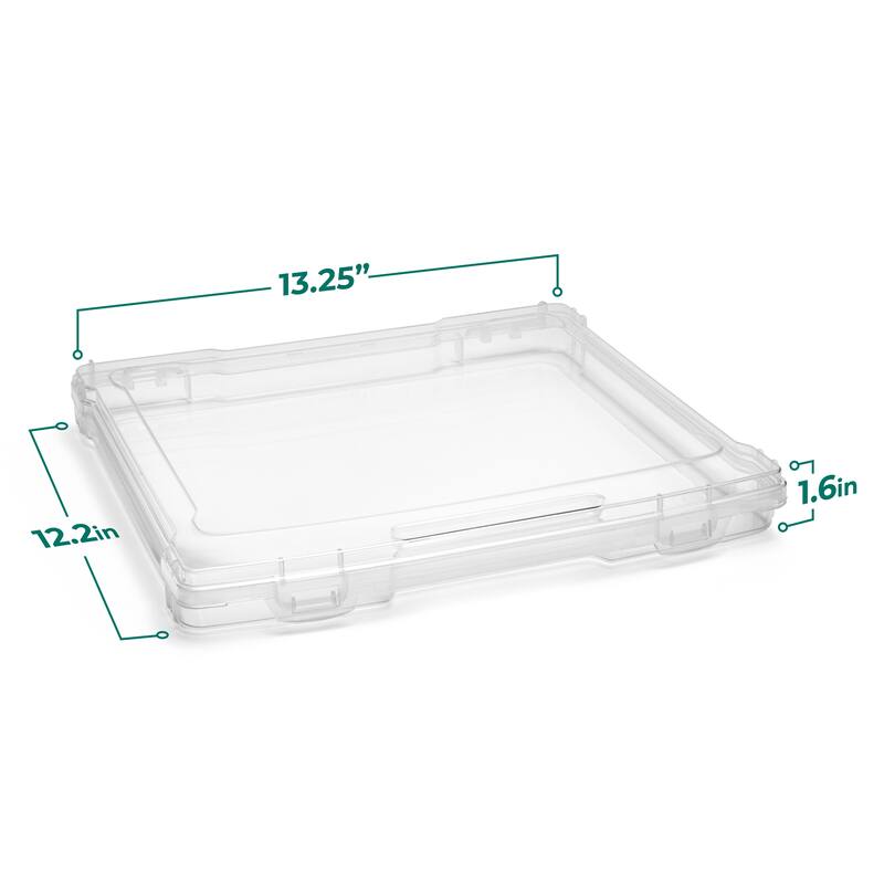 Sorbus Thin Clear Stackable Portable Project Case, Interior 10"x12" Snap-Tight Closure Storage Office Supplies - Set of 6