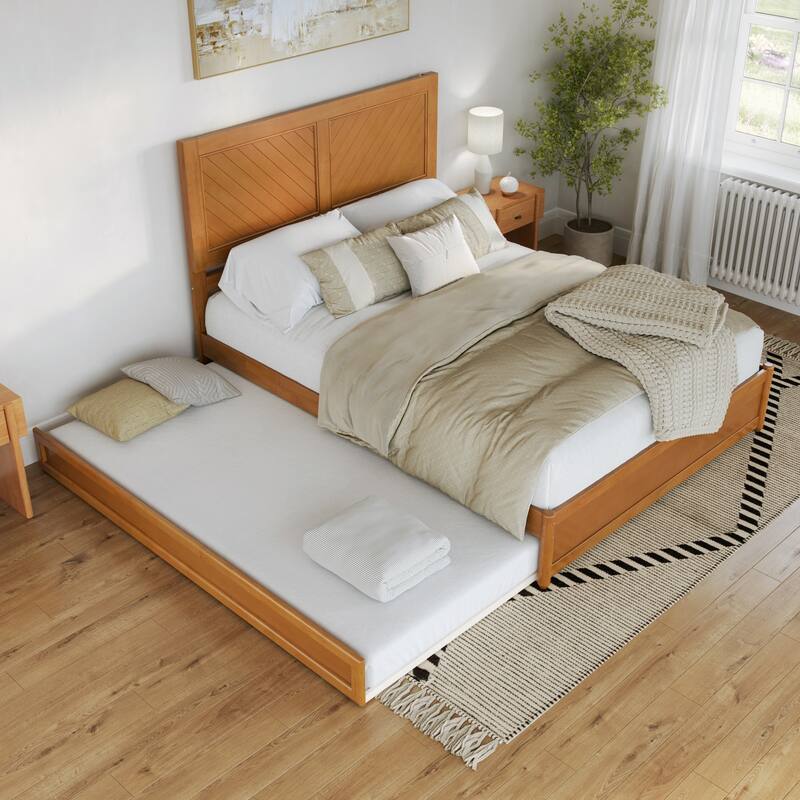 Clayton Platform Bed with Panel Footboard and Twin XL Trundle