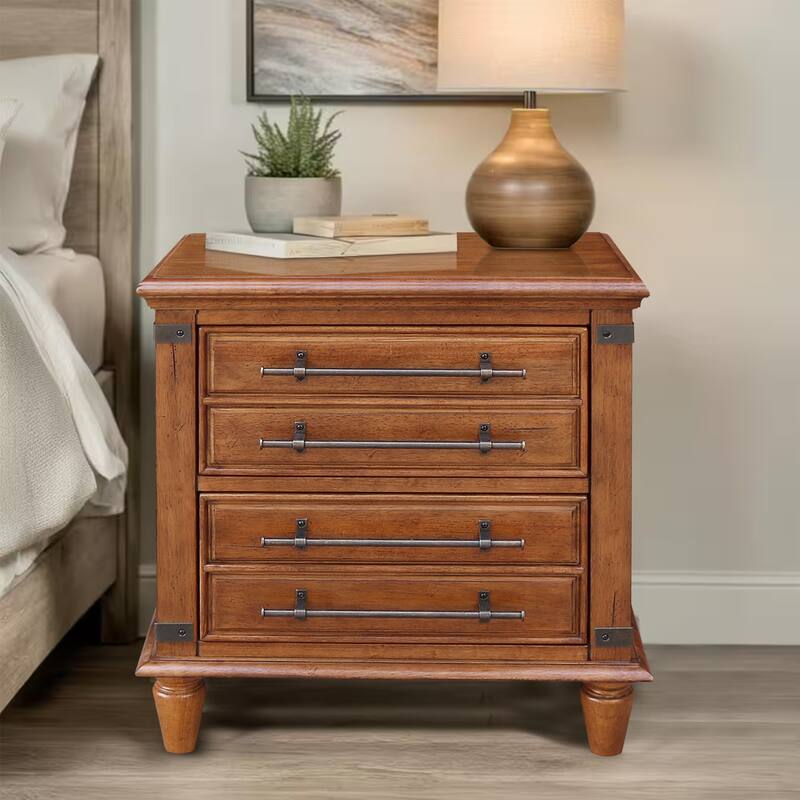 International Concepts Solid Wood 2-Drawer Nightstand with USB Charging