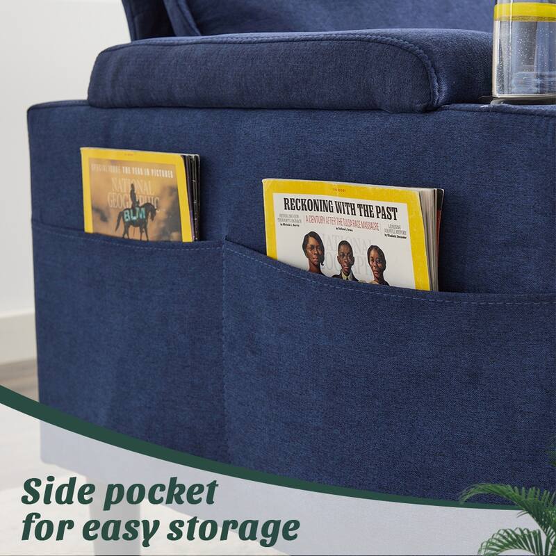 Compact 3-Seat Sofa with Storage Ottoman, L-Shaped Couch with Stool