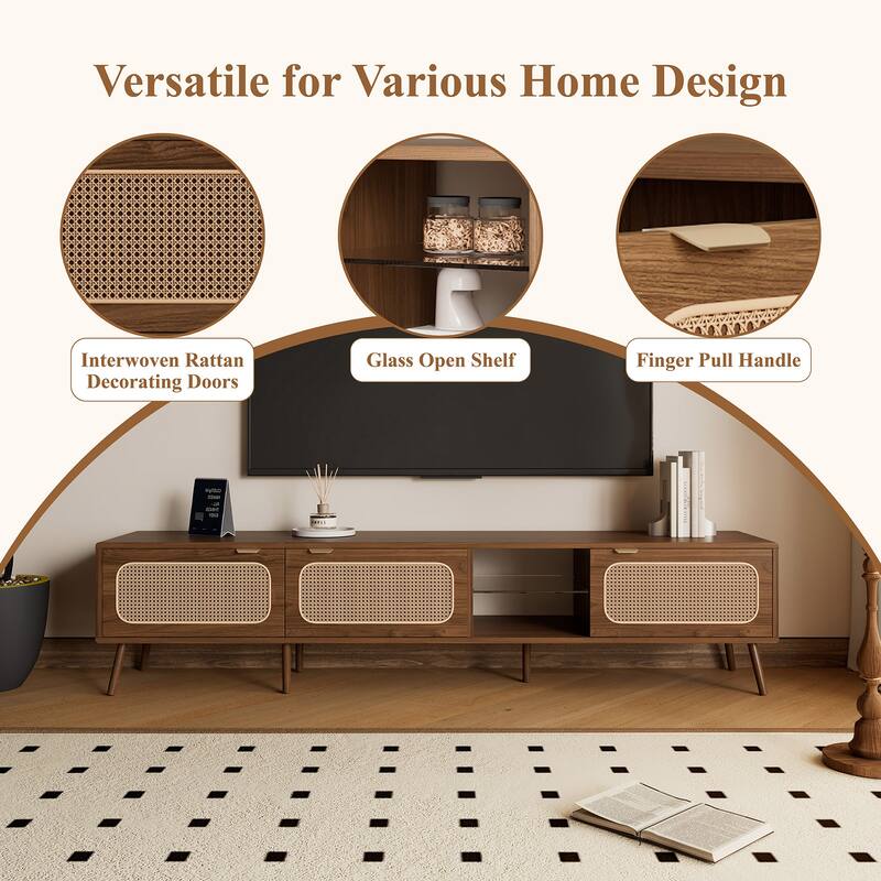Modern TV Stand Entertainment Center, for 75/80/85 inch TV with Ample Storage and Open Shelf, for Living Room, Bedroom