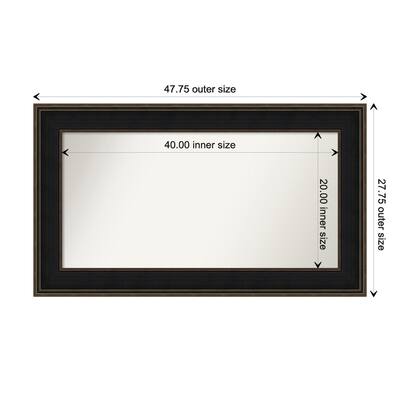 Mezzanine Espresso Framed Non-Beveled Custom Wall Mirror, Bathroom Vanity Mirror