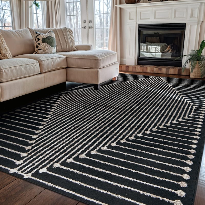 Modern Geometric Durable Area Rug, Pet Friendly for Any Room