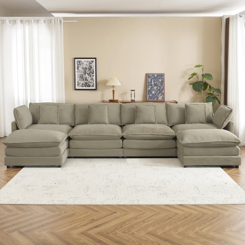 Convertible Sectional Sofa Cloud Couch U-Shaped Modular Sofa Sleeper