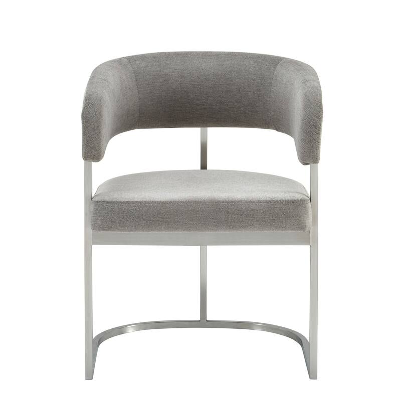 Modrest Sebastian Modern Grey Fabric & Stainless Steel Dining Chair