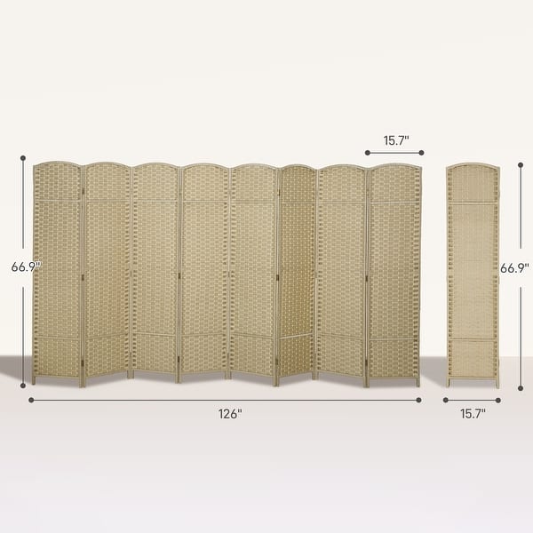 dimension image slide 0 of 6, HOMCOM Room Divider, 8 Panel Folding Privacy Screen, 5.6' Tall Freestanding Wall Partition