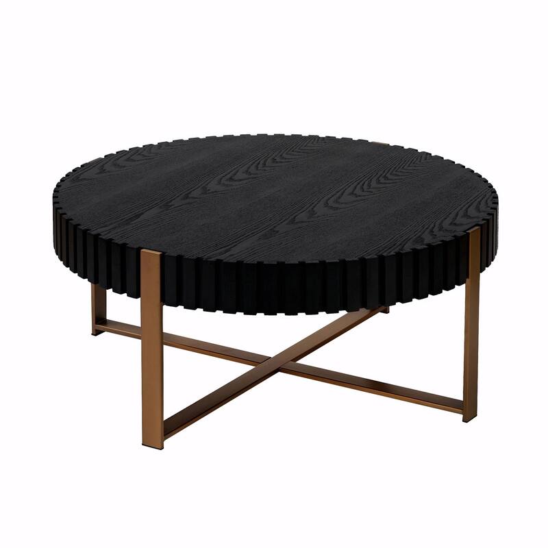 31.5 Inch Round Coffee Table with Sturdy Pedestal