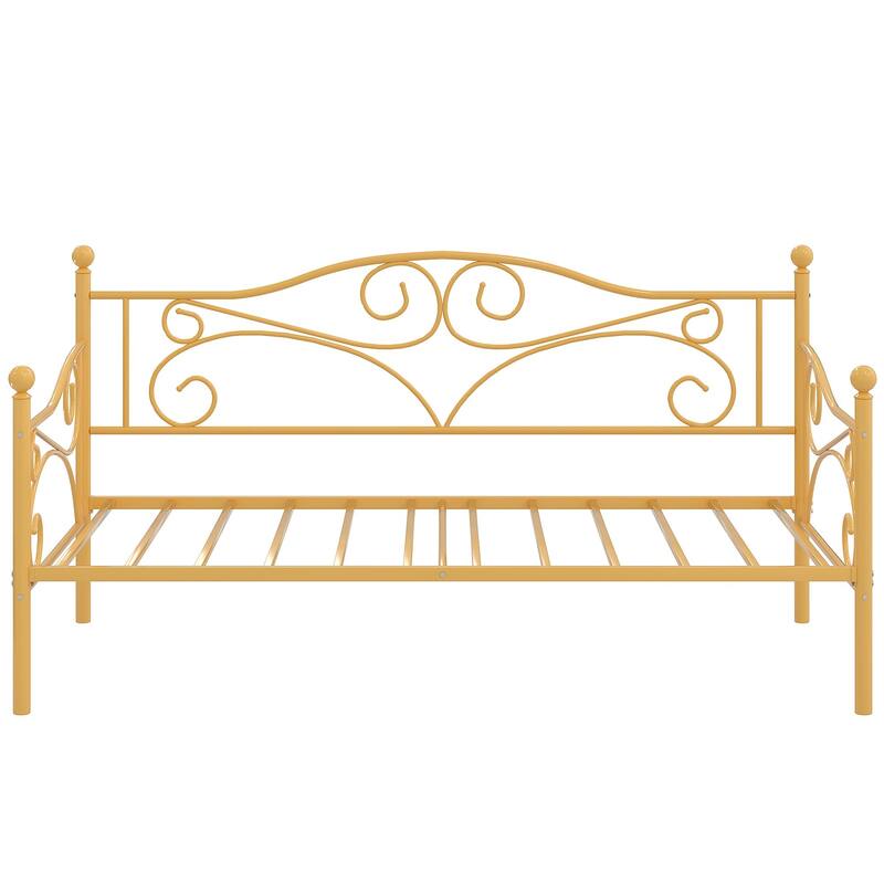 VECELO Scroll Design Metal Twin Size Daybed with Roman Column Legs 440 LBS Capacity Sofa Bed 440 lbs Capacity for Living Room