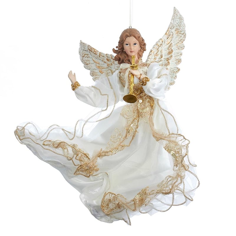 Kurt Adler 12-Inch Ivory and Gold Angel Ornament - 12"