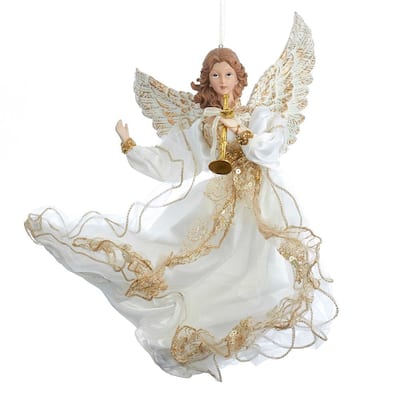 Kurt Adler 12-Inch Ivory and Gold Angel Ornament - 12"