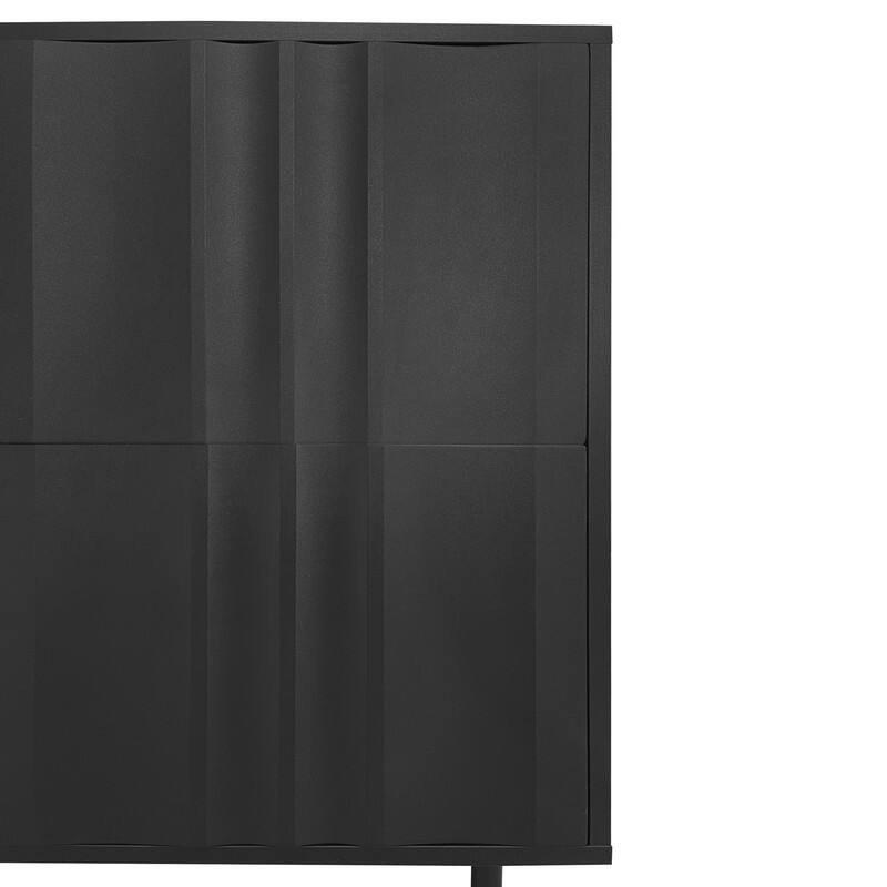 Wave Pattern Buffet Storage Cabinet with 2 Doors and 2 Drawers, Sideboard Cabinet Table with Adjustable Shelf