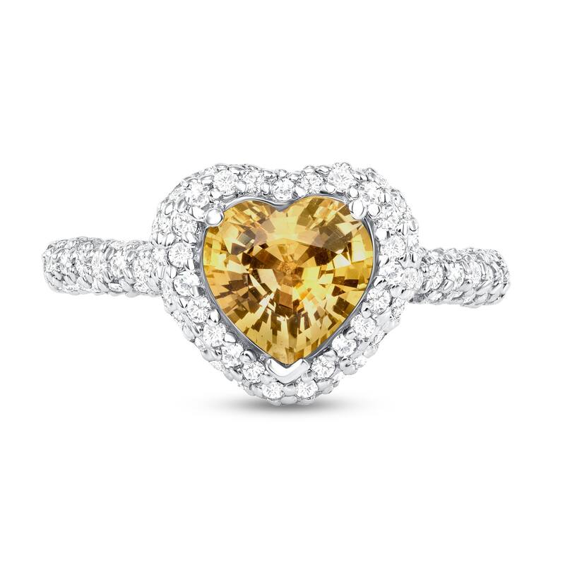 1.46 ct Yellow Sapphire and Diamond Ring in 14k White Gold