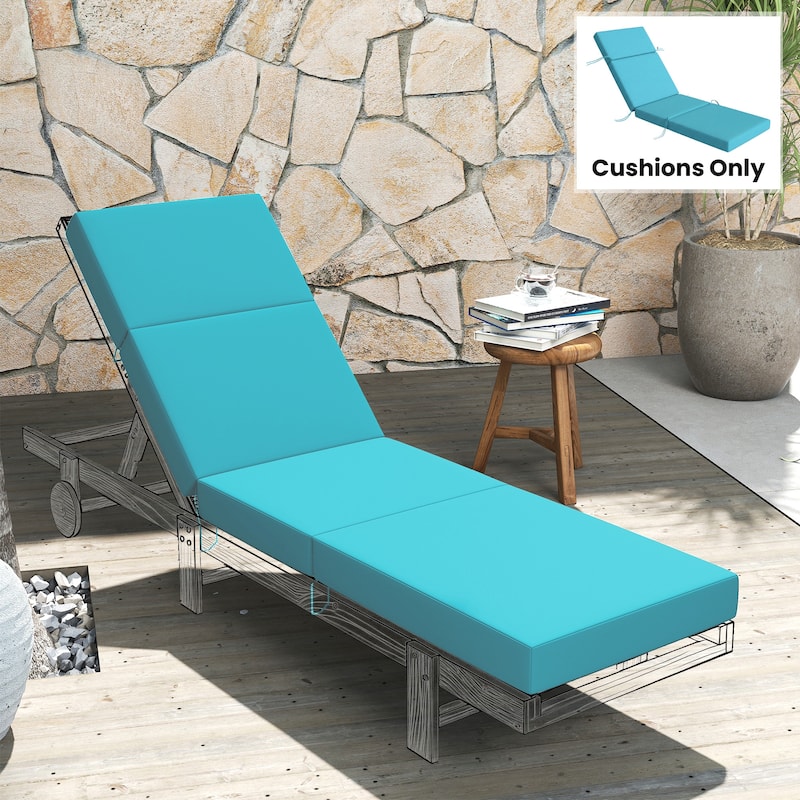 Outsunny Chaise Lounge Cushion, 4" Thick Outdoor Lounge Chair Cushion with Non-Slip Ties