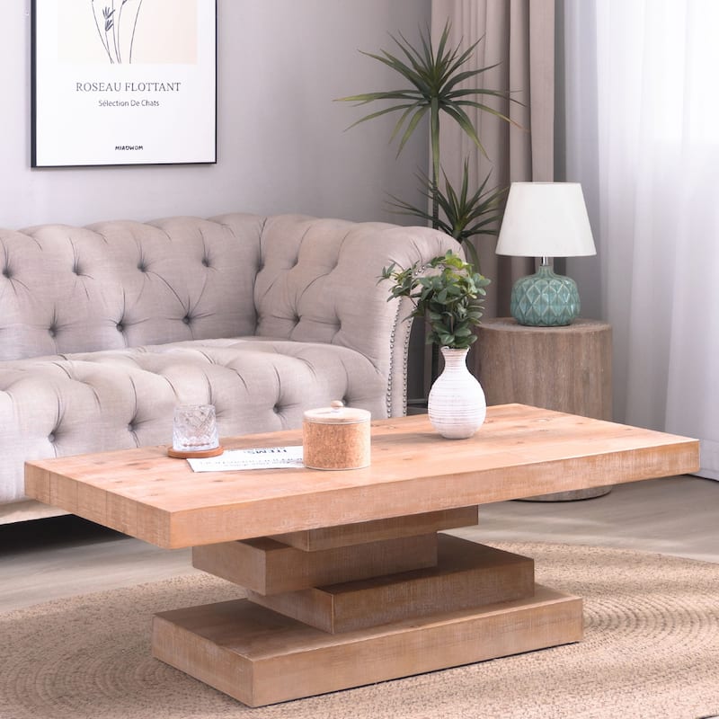 Modern Rustic Wood Coffee Table - Natural
