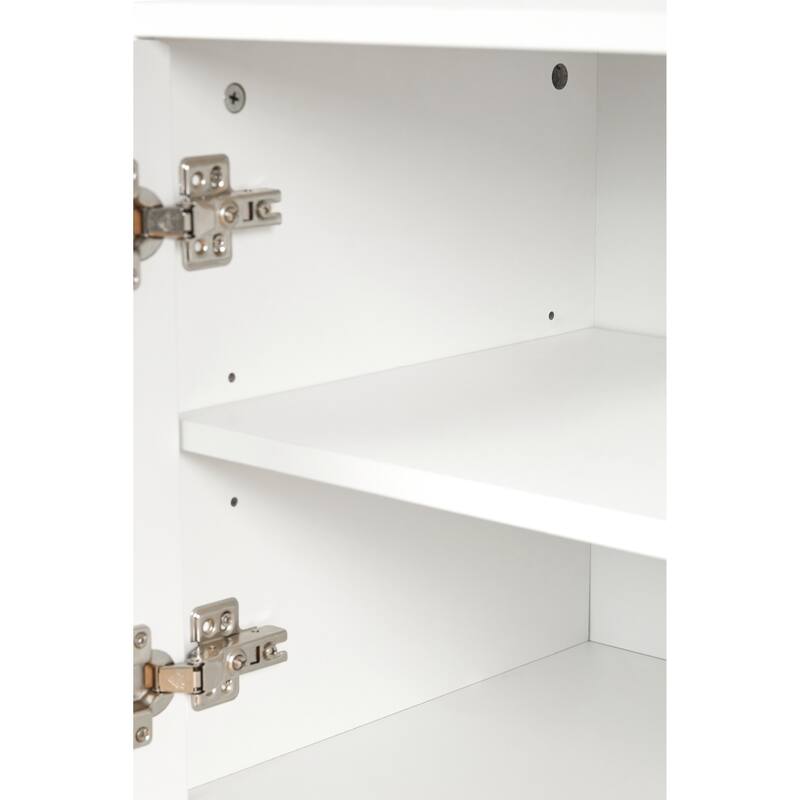 70" TV Stand with Wood Legs, Cabinets & Shelves for TVs Up to 78"