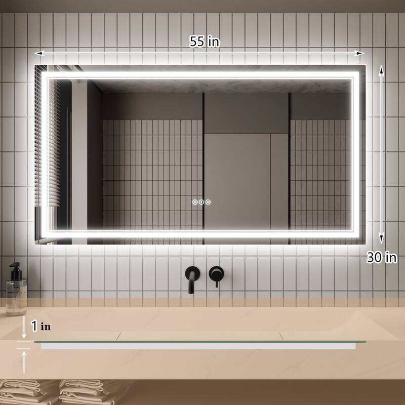 Modland LED Bathroom Vanity Mirror Anti-Fog Tempered Glass Dimmable
