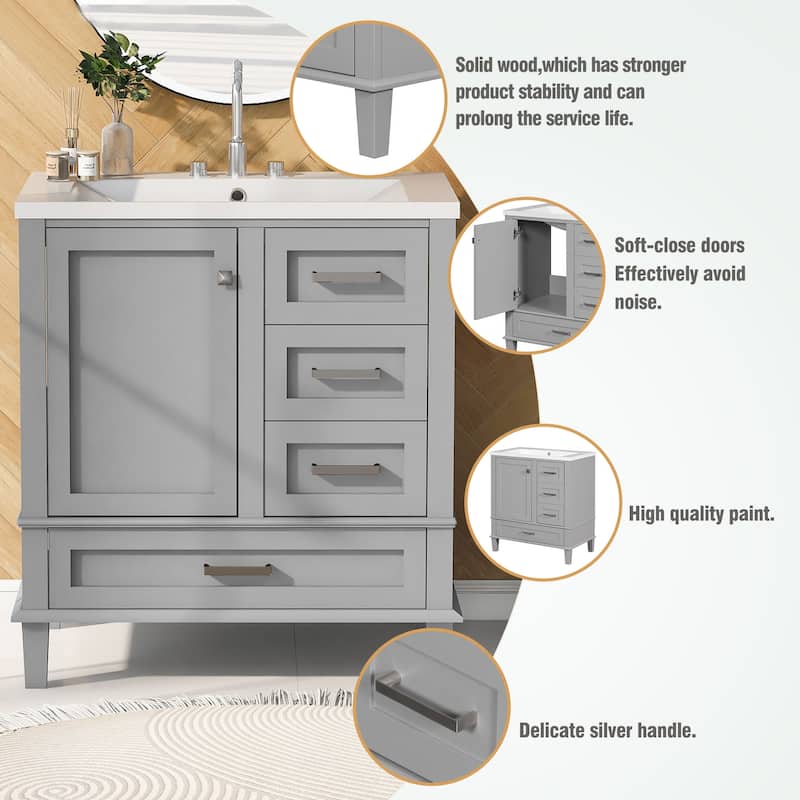 30" Modern Bathroom Vanity with Sink Combo Set