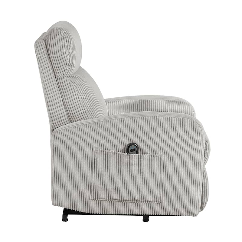 Covelo Corduroy Reclining Chair - Gray (Power Lift)