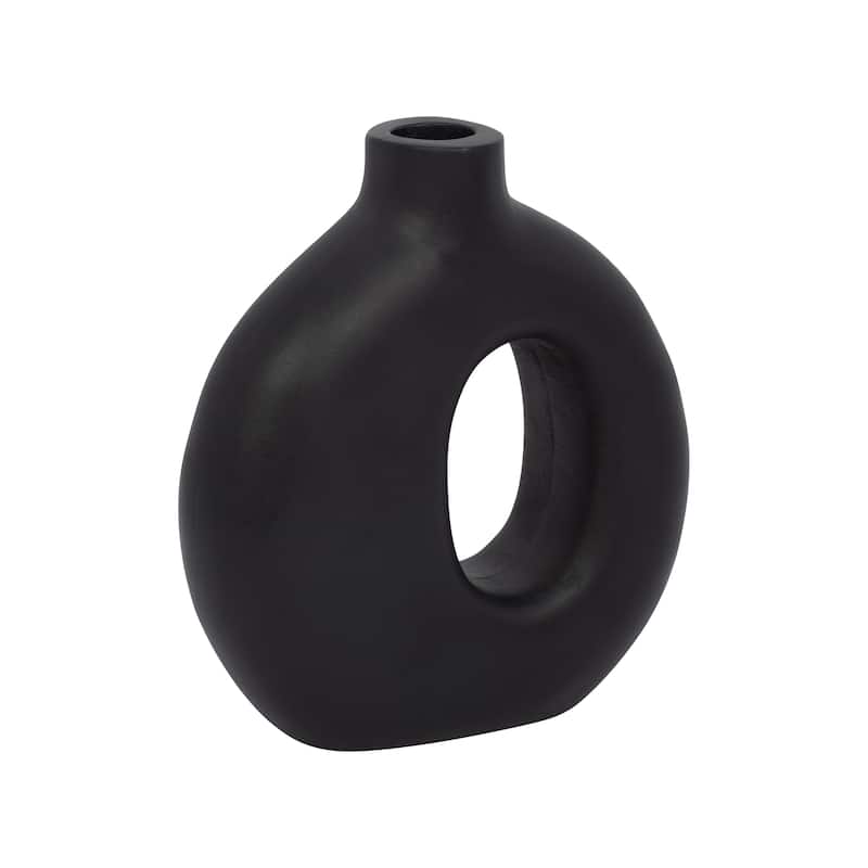 Mango Wood Modern Vase with Round Cutout Silhouette Minimalist Design
