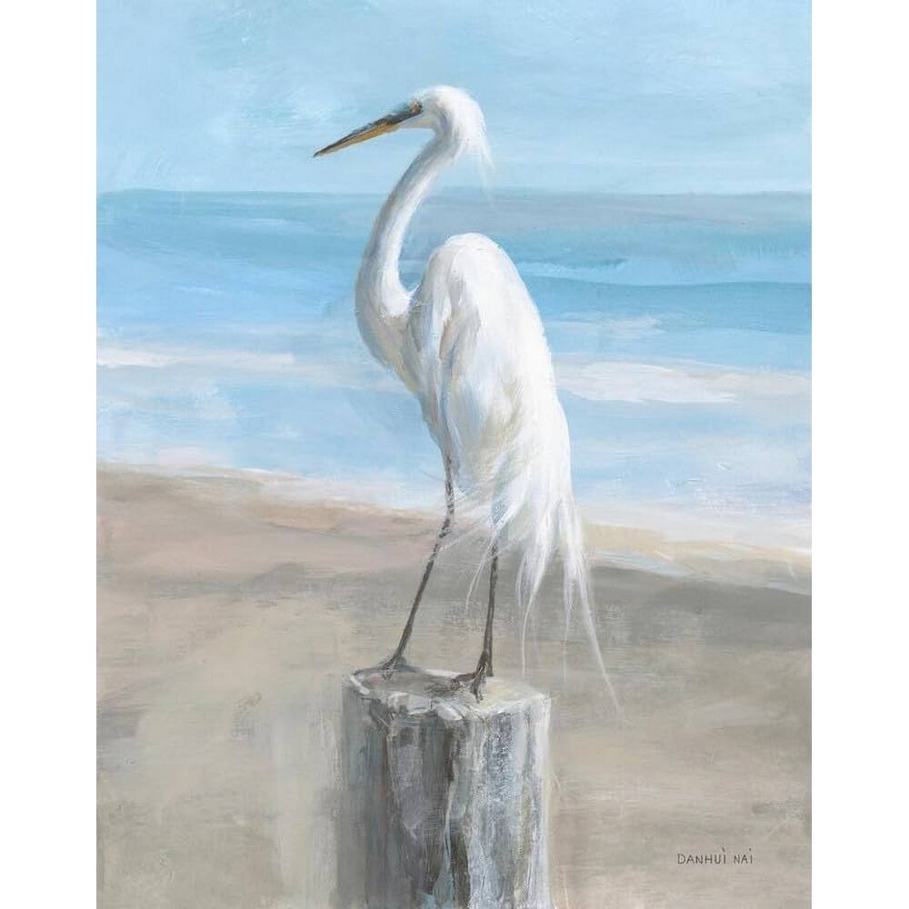 Egret by the Sea Art Poster - Print On Demand