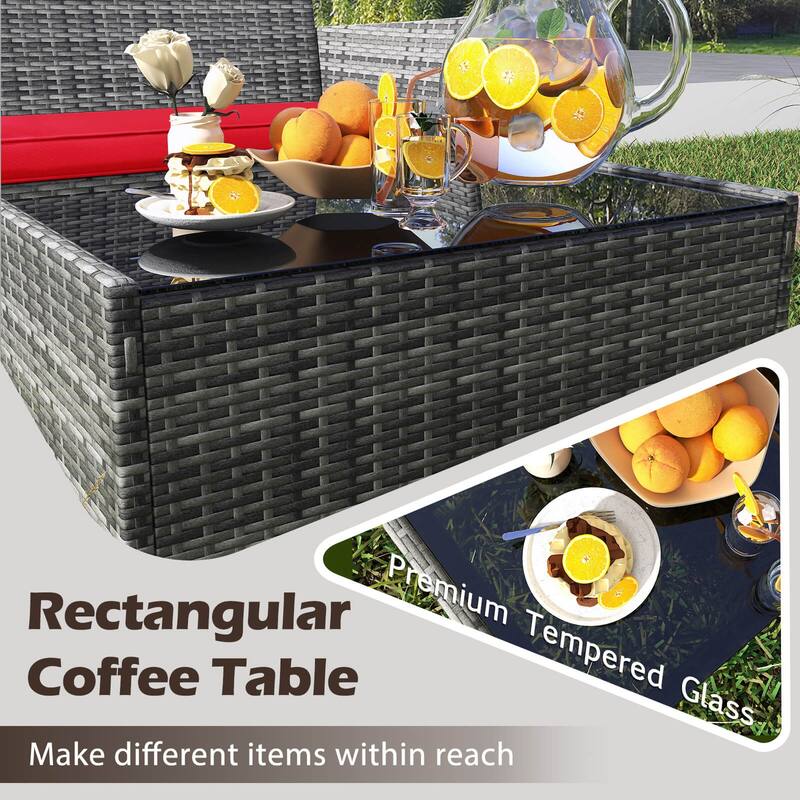 Costway 4 PCS Patio Furniture Set with Washable Cushions and Tempered - 4 PCS