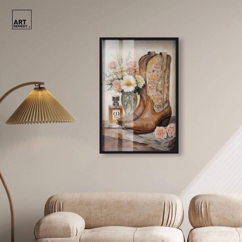Delicate Floral Boots Shadowbox by Art Remedy