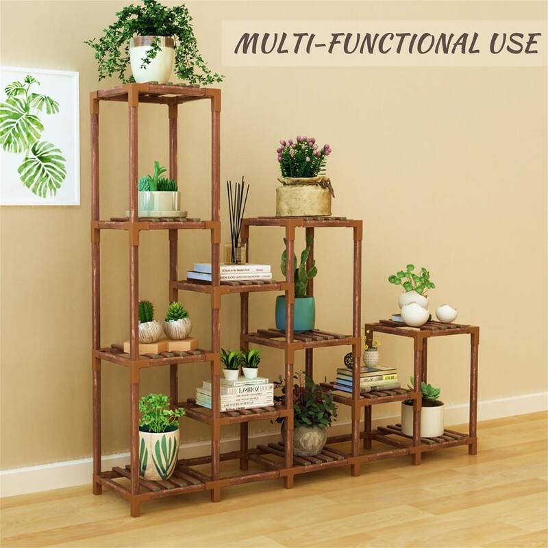 3-Tier Outdoor Wood Plant Stand for Multiple Plants